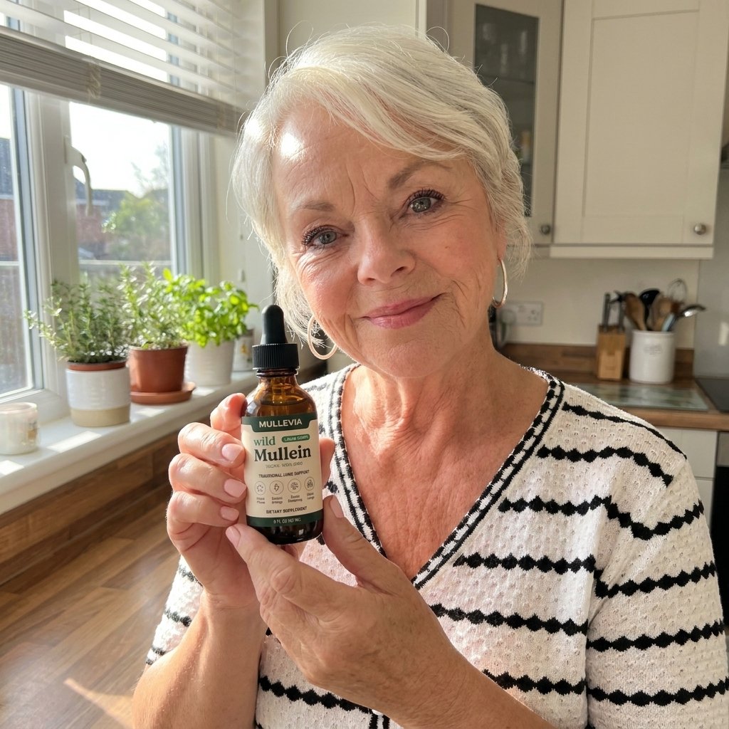 Linda with her Mullevia bottle